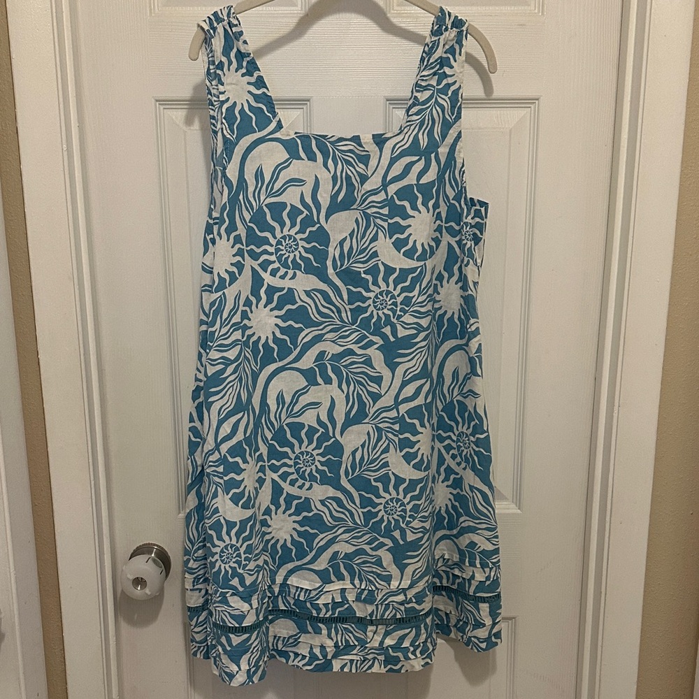 Nicole Miller Linen Blend Nautical Print Dress